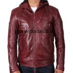 Jaket Kulit Hoodie Asli Pria A177