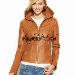 Jaket Kulit Asli Hoodie Wanita W110