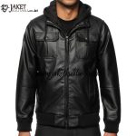 Jaket Kulit Hoodie Pria A648