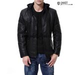 Jaket Kulit Hoodie Pria Asli A823